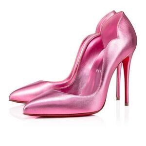 Christian Louboutin Hot Chick 100 Confettis Pink Leather Pointed Heel Pump 40